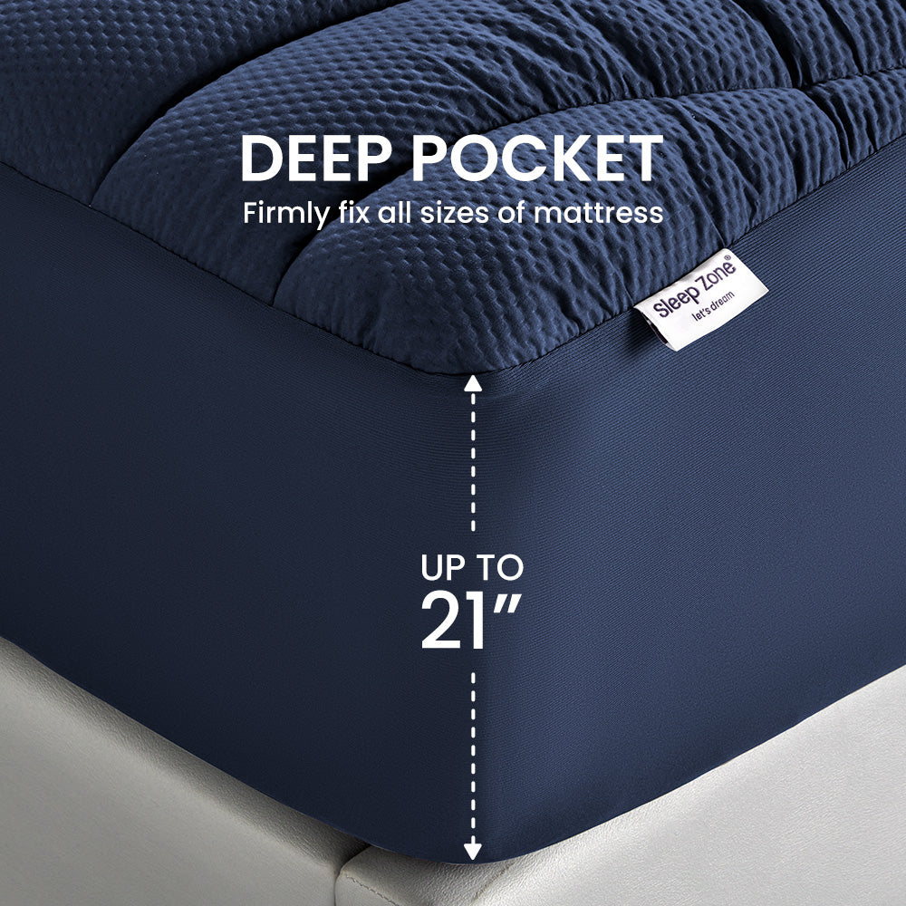 Premium Zoned Cooling Mattress Pad - Navy