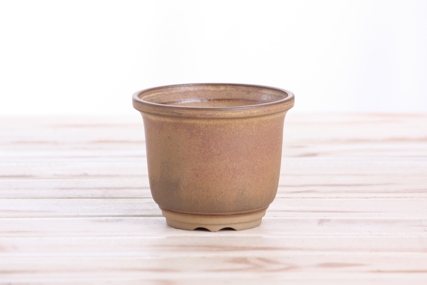 Willow Bonsai Ceramics Flute Bonsai Pot 4 Inch – Round Semi‑Cascade Ceramic Bonsai & Succulent Planter with Fluted Profile and Banded Base, High‑Fired Frost‑Proof Stoneware, Handmade in USA (Deep Stone)