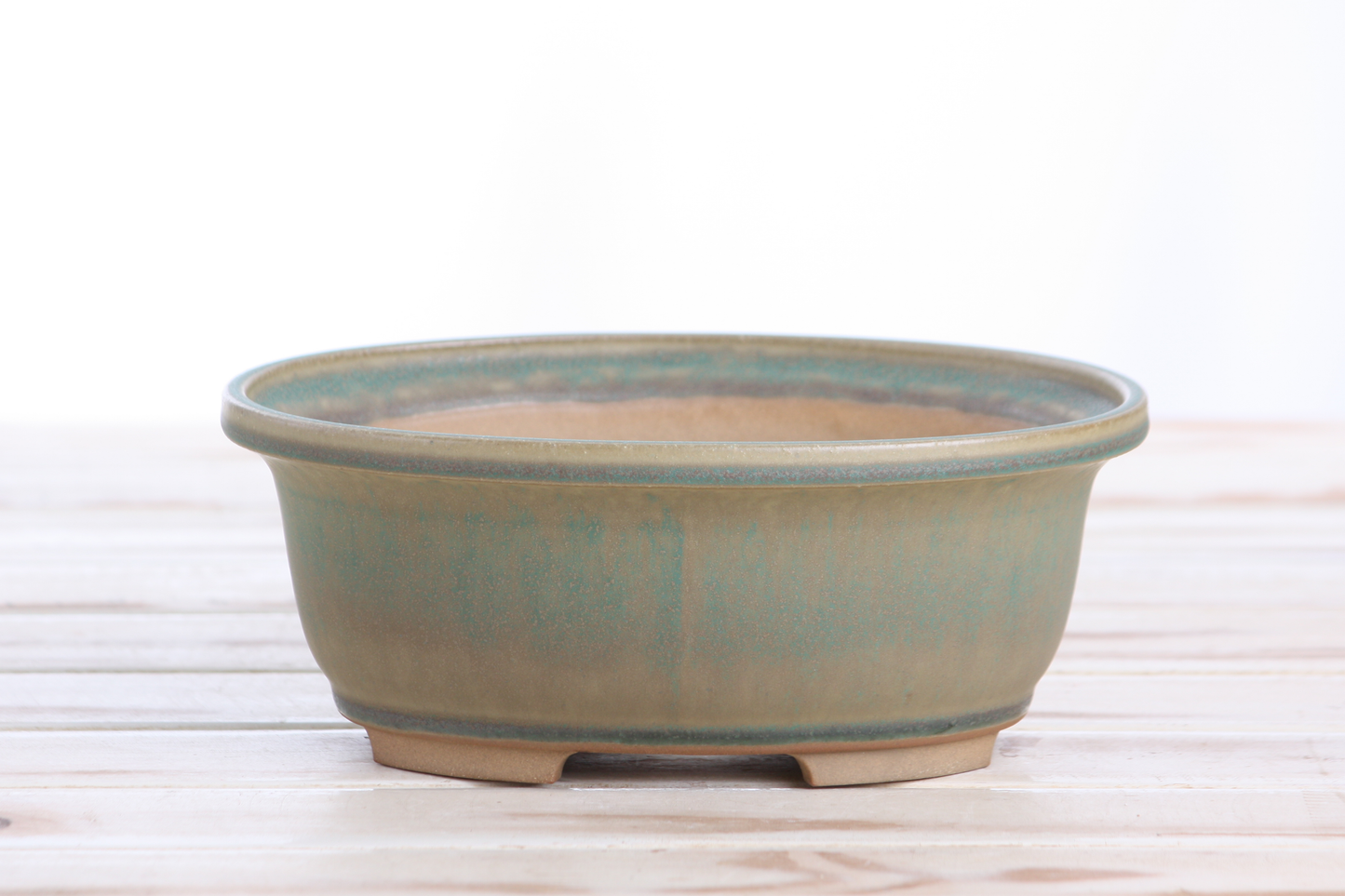 Willow Bonsai Ceramics Fat Bonsai Pot 7.5 Inch – Bold Oval Ceramic Bonsai & Succulent Planter with Accentuated Rim, High‑Fired Frost‑Proof Stoneware, Handmade in USA (Speckled Moss)