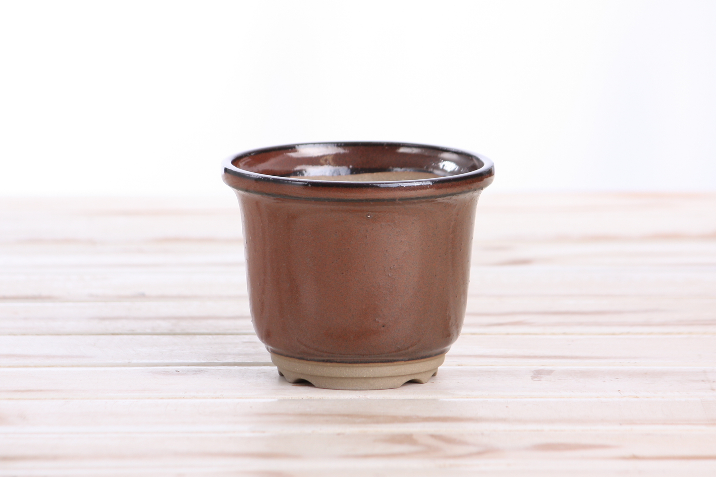 Willow Bonsai Ceramics Flute Bonsai Pot 4 Inch – Round Semi‑Cascade Ceramic Bonsai & Succulent Planter with Fluted Profile and Banded Base, High‑Fired Frost‑Proof Stoneware, Handmade in USA (Sunset)