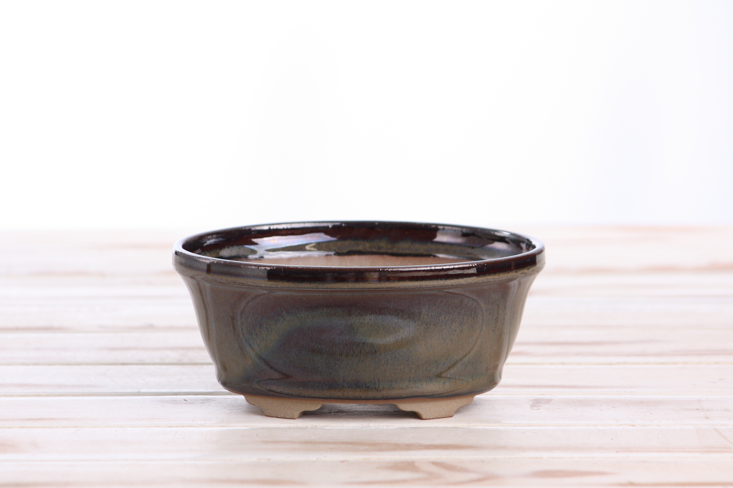Willow Bonsai Ceramics Oval B Bonsai Pot 5.5 Inch – Tapered Oval Ceramic Bonsai & Succulent Planter with Accentuated Rim, High‑Fired Frost‑Proof Stoneware, Handmade in USA (Dark Honey)