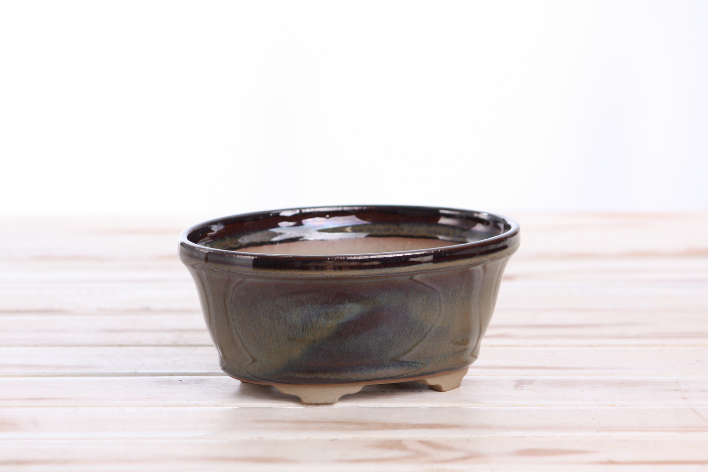 Willow Bonsai Ceramics Oval B Bonsai Pot 5.5 Inch – Tapered Oval Ceramic Bonsai & Succulent Planter with Accentuated Rim, High‑Fired Frost‑Proof Stoneware, Handmade in USA (Dark Honey)