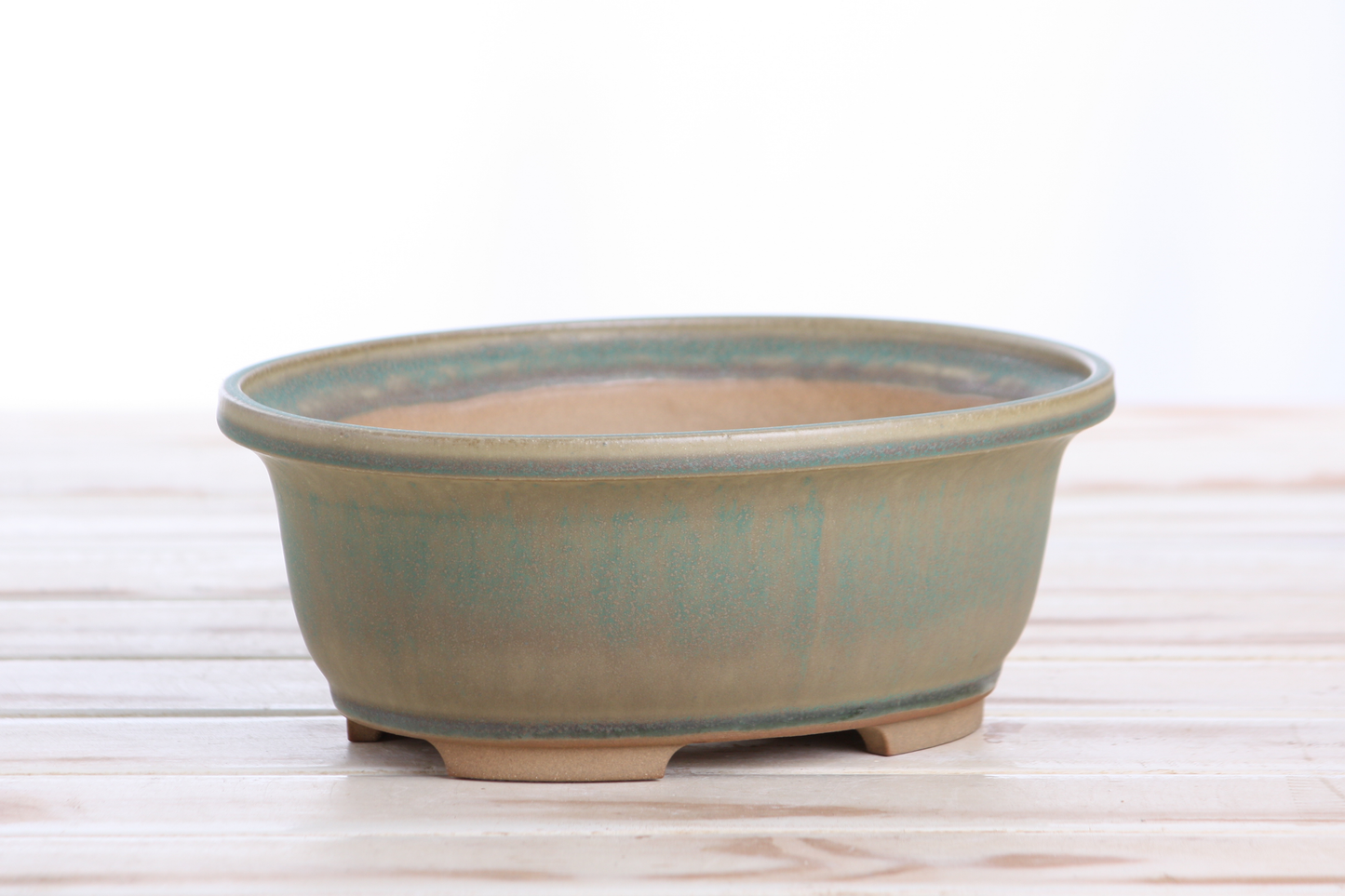 Willow Bonsai Ceramics Fat Bonsai Pot 7.5 Inch – Bold Oval Ceramic Bonsai & Succulent Planter with Accentuated Rim, High‑Fired Frost‑Proof Stoneware, Handmade in USA (Speckled Moss)