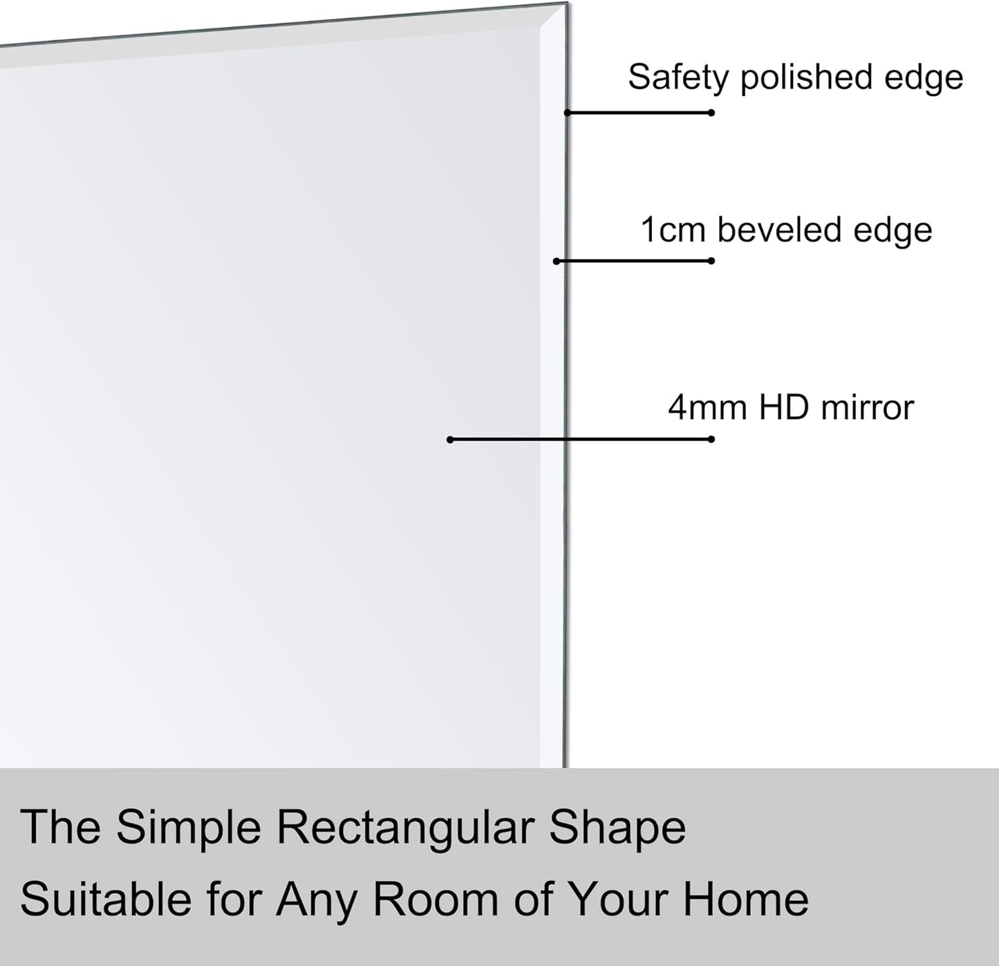 Wall Mirror Frameless 24x32 Bathroom Vanity Decor Accent