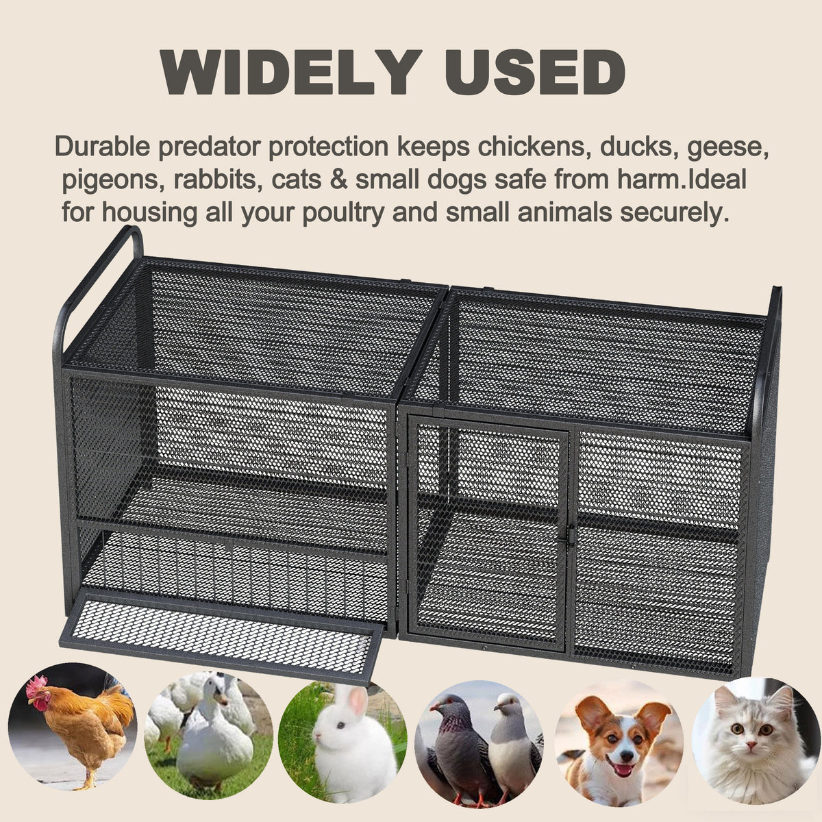 63" Chicken Cage Metal Poultry Breeding Coop