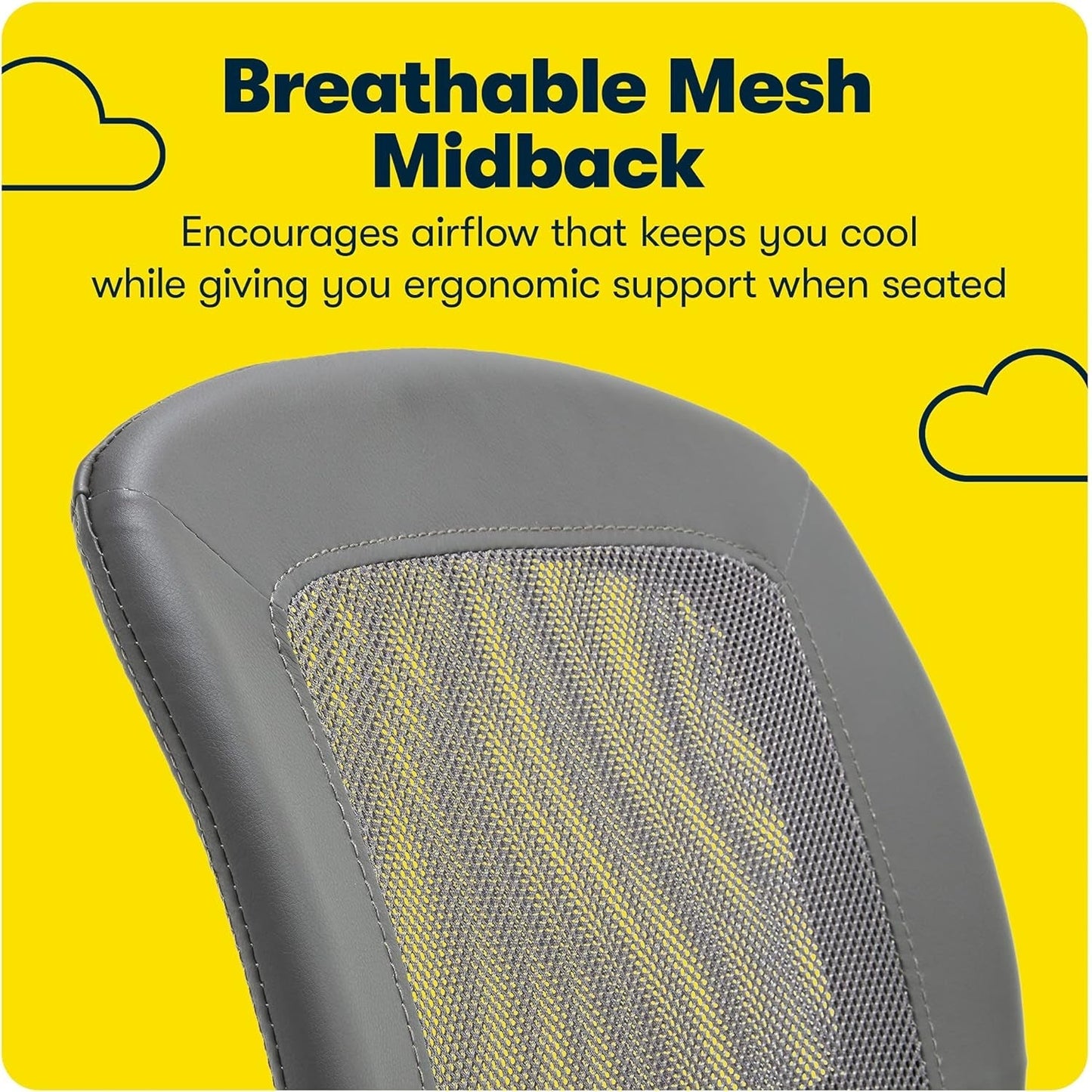 Gray Armless Desk Chair With Wheels And Breathable Mesh
