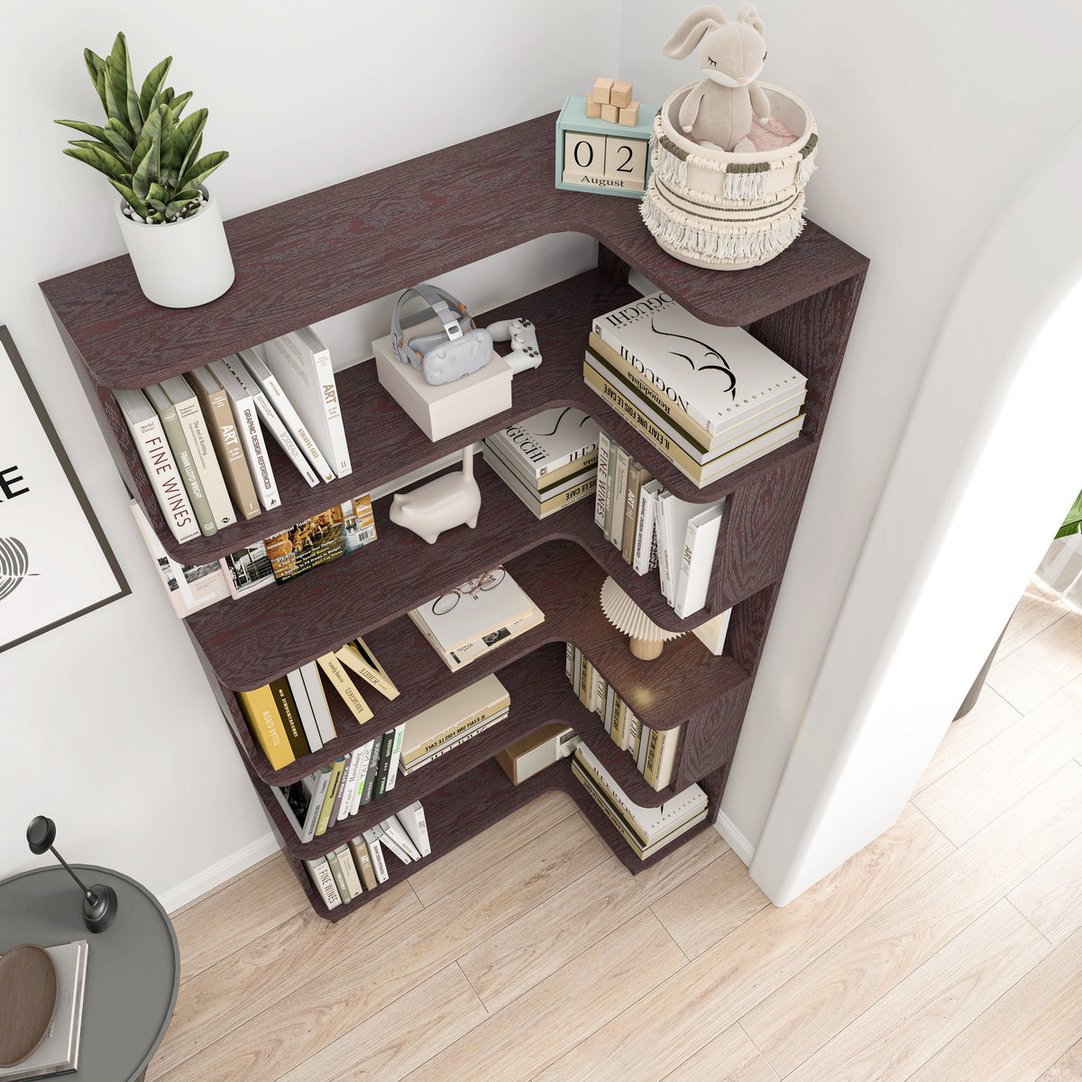 90cm Freestanding Corner Bookshelf