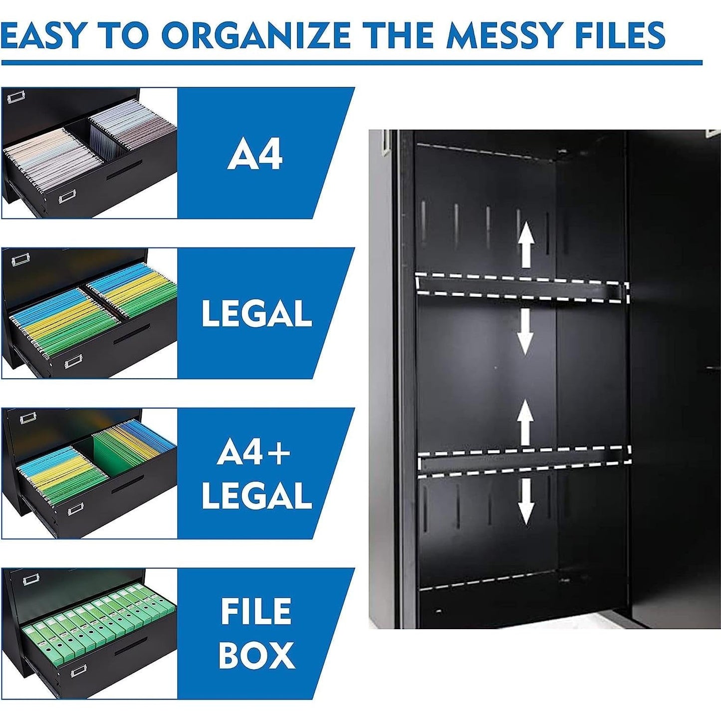 Lockable 4 Drawer Lateral File Cabinet For Office Use