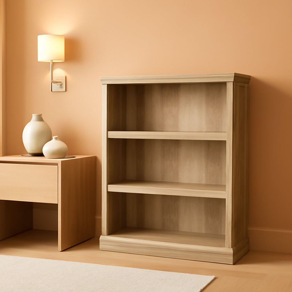 3 Shelf Bookcase In Lintel Oak Finish For Living Room
