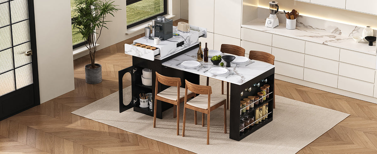 TREXM Extendable Dining Table with Folding Tabletop