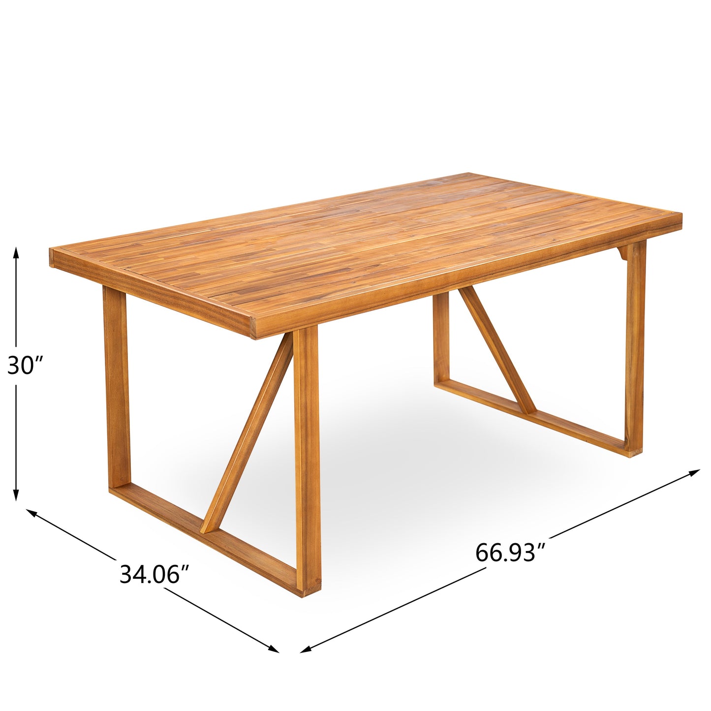 7 Pieces Acacia Wood Outdoor Dining Set with Cream Cushions