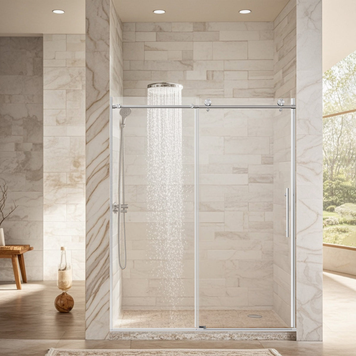Stainless Steel Round Tube Frameless Shower Door