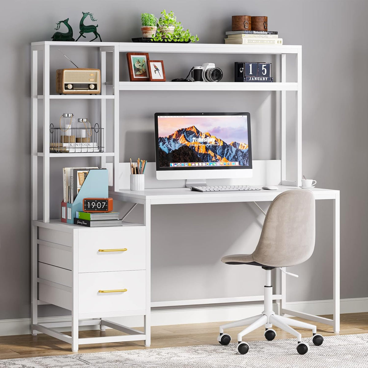 55 Inches Multifunctional Computer Desk