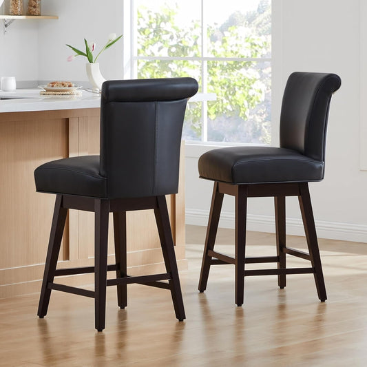 30 Inch Counter Height Swivel Bar Stools Set Of 2 Black