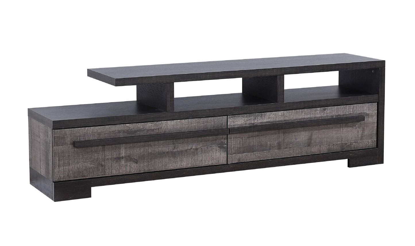 1pc Entertainment Console Modern Design Black Grey Wood Finish Open Shelf Two Spacious Drawers TV Stand