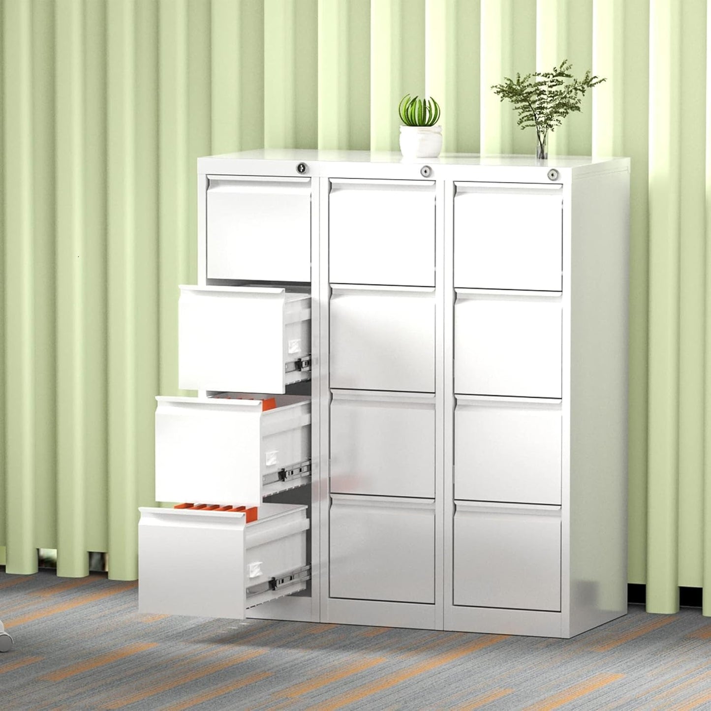 4 Drawer Metal Vertical Locking File Cabinet For Letter And Legal Files