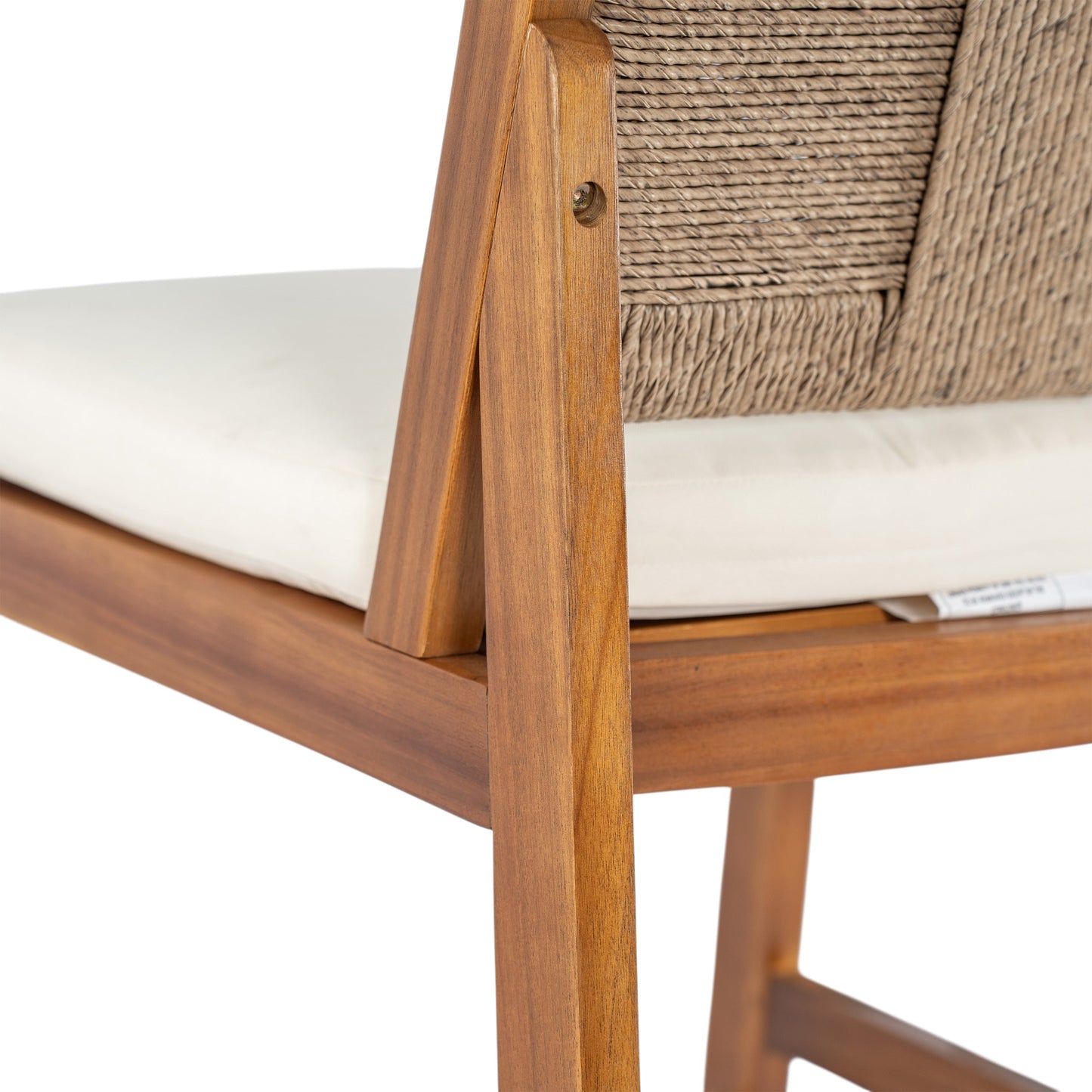 4 Pieces Natural Outdoor Bar Stool Solid Acacia Wood and Woven Wicker