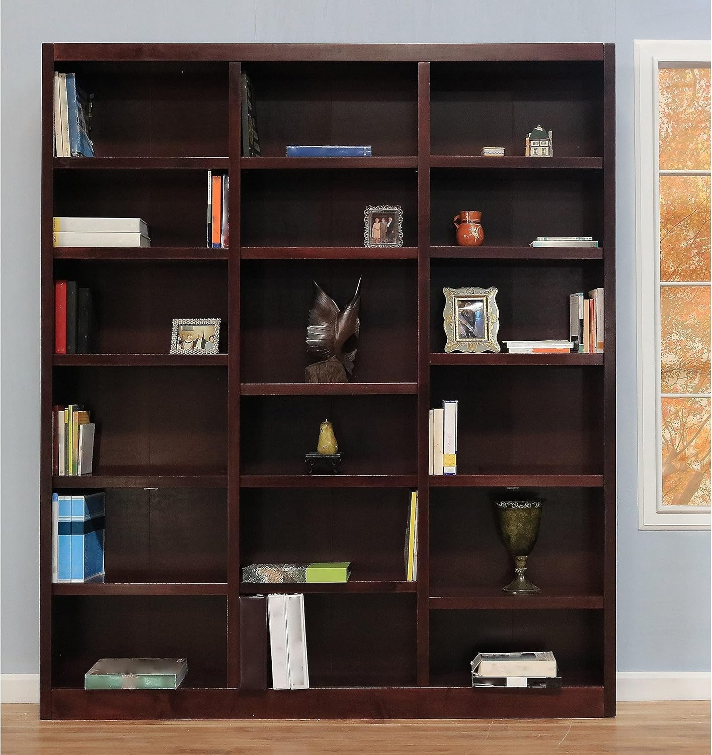 Traditional Oak Bookcase 84 Inch Tall With 18 Shelves