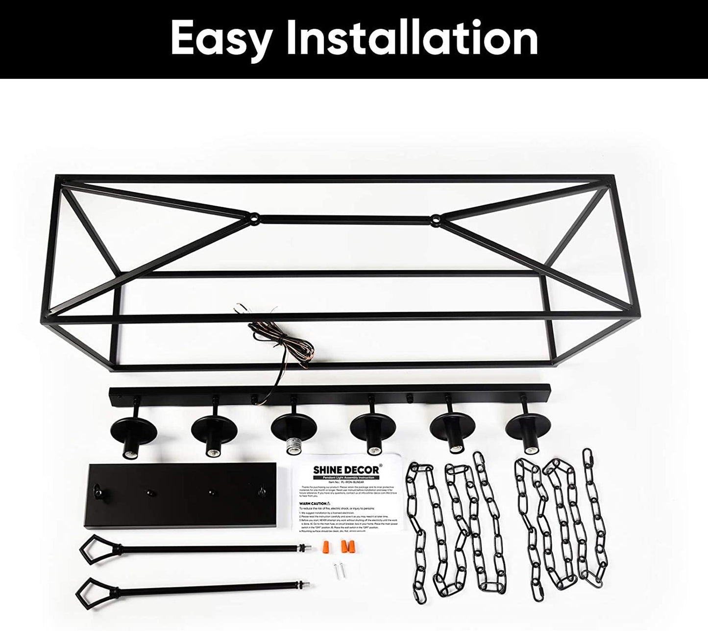 6-Light Black Linear Candle Chandelier