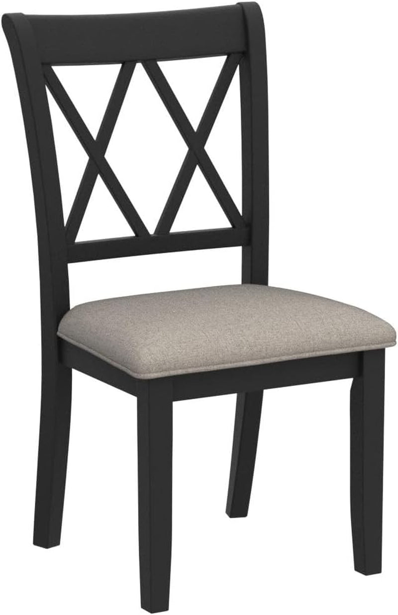 Windvale Black Cross Back Fabric Upholstered Dining Chair Set Of 2