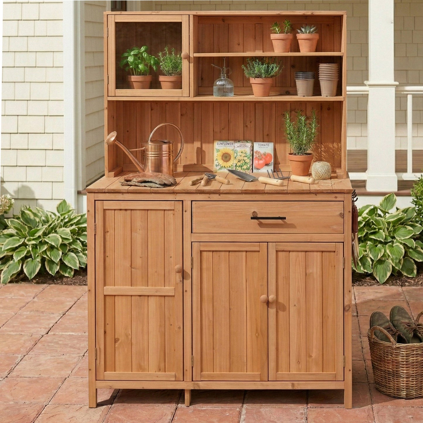 TOPAMX Potting Bench with Hutch