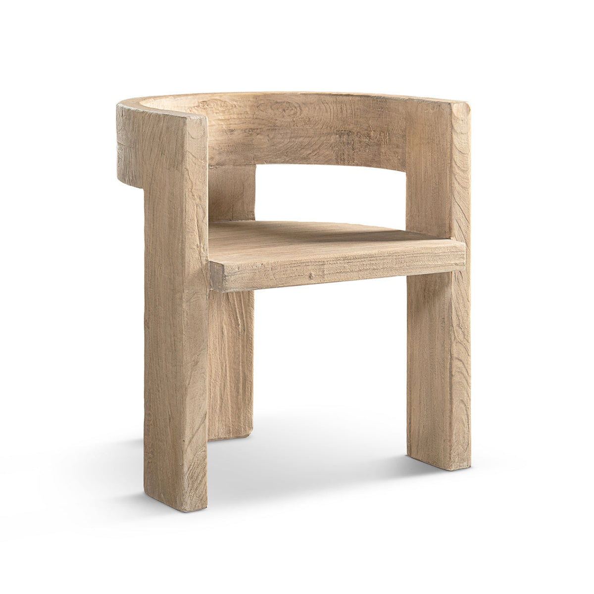 Soren Solid Reclaimed Elm Sculptural Accent Curved Dining Chair