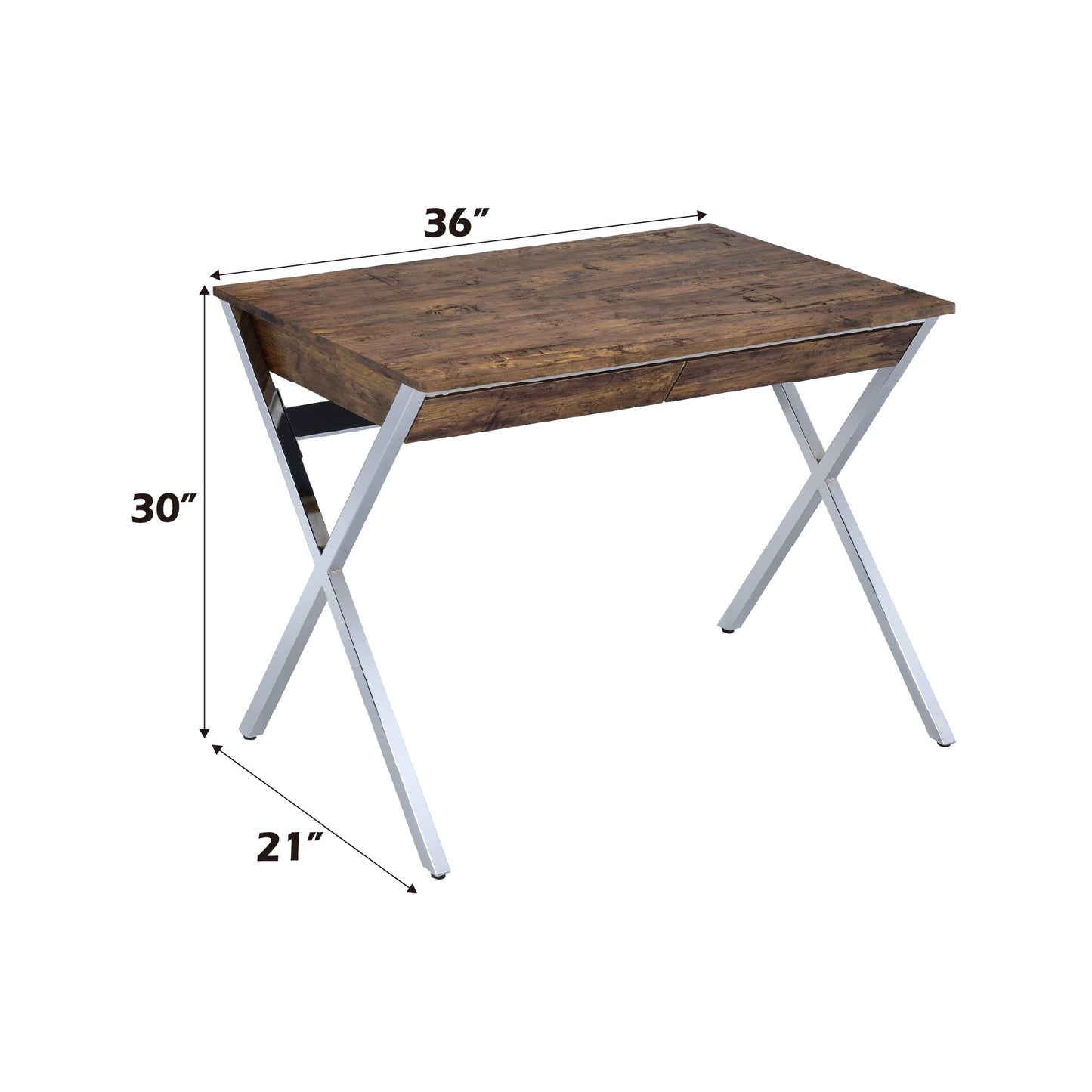 Callers Weathered Oak & Chrome Finish Writing Desk