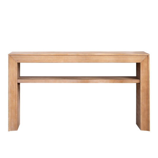 Rustic Solid Wood Console Table with Storage Shelf