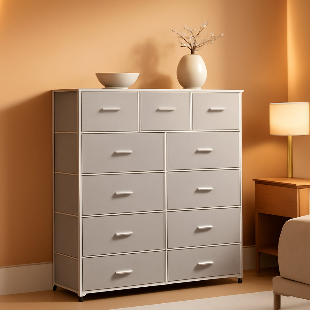 Tall Fabric Dresser Storage Tower With 11 Deep Drawers