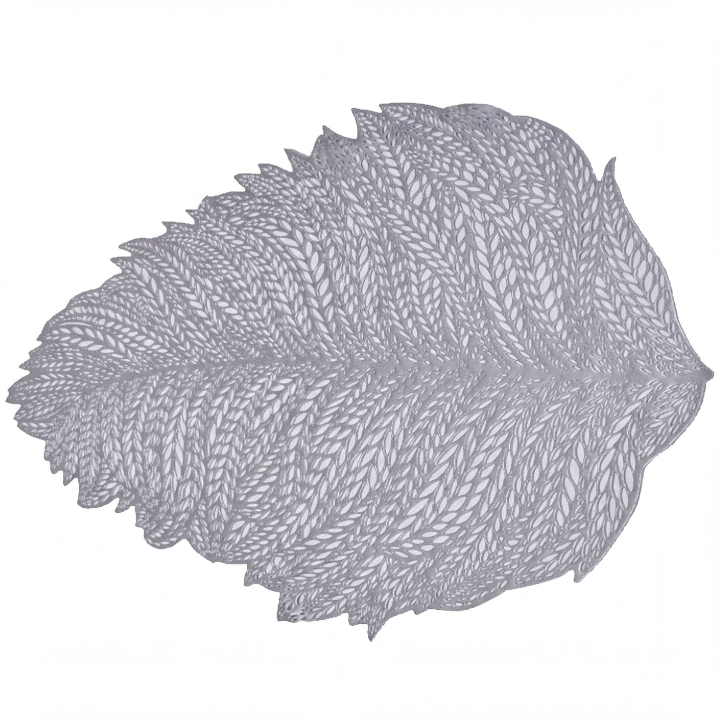 Vinyl Placemats - Leaf Cut Out Silver Set of 6 | Heat Resistant Non Slip Table Mats