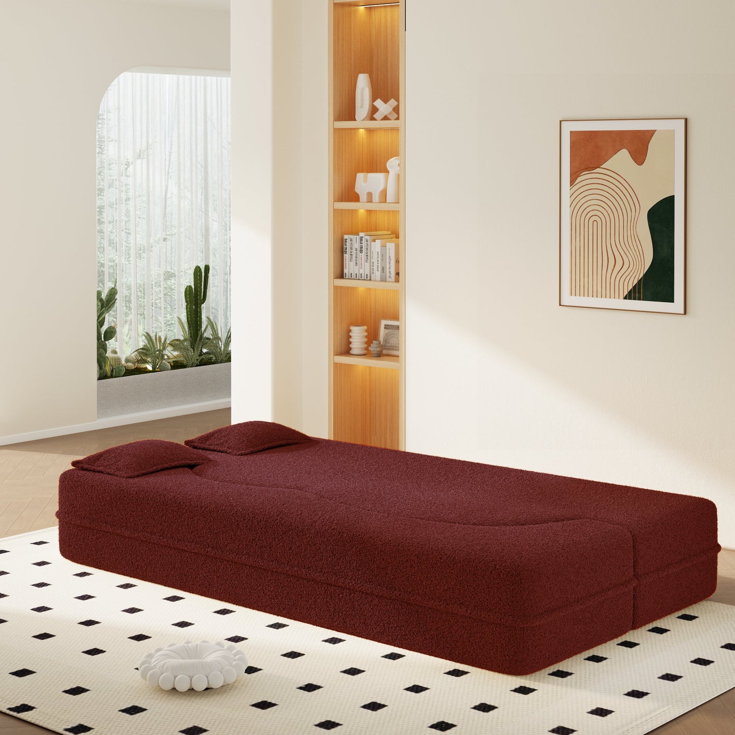 Modern Floor Sofa with 2 Pillows