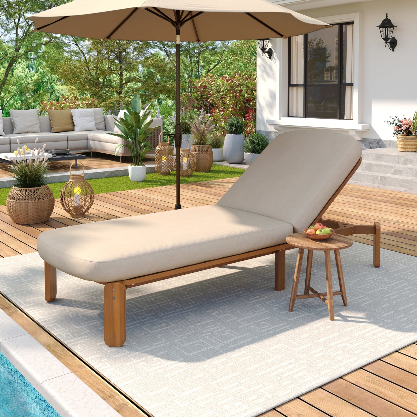 Outdoor Chaise Lounge Adjustable Patio Chaise