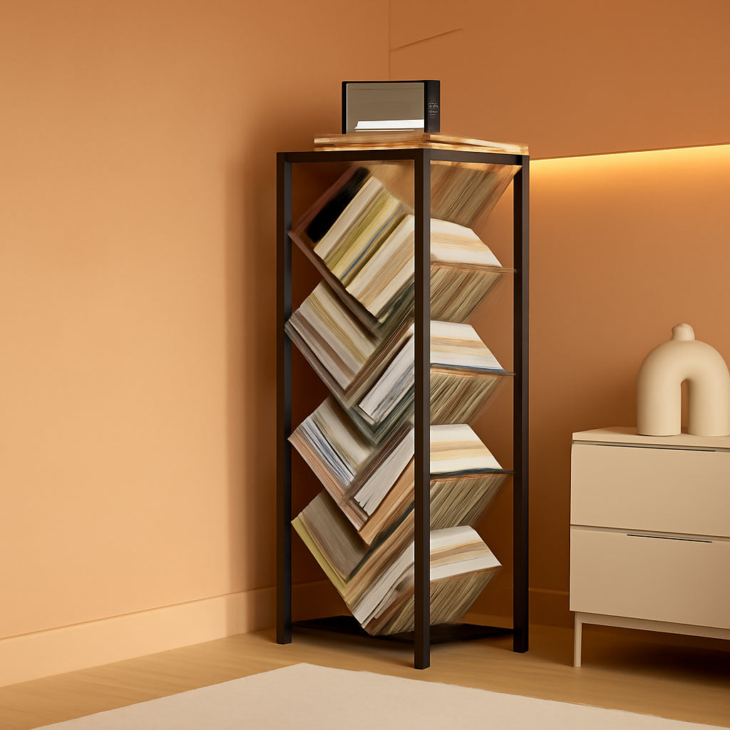 Tree Bookshelf 9 Tier Floor Standing Wooden Bookcase For Small Spaces