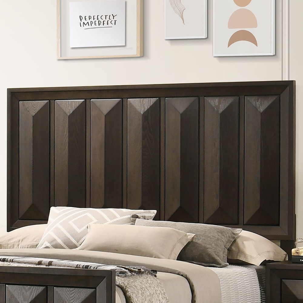 Espresso 1pc Eastern King Size Bed Panel Headboard