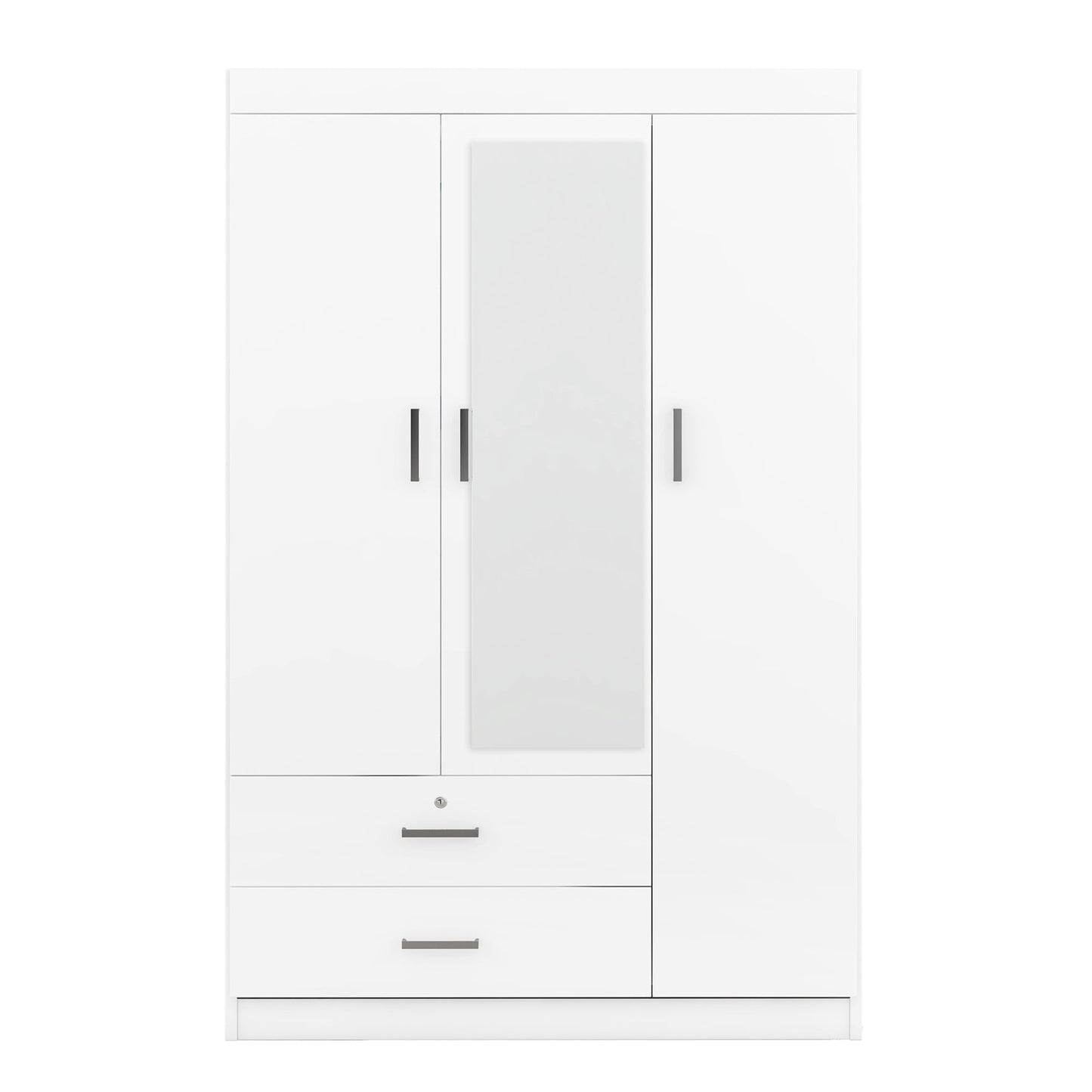 3-Door Mirror Wardrobe with Shelves