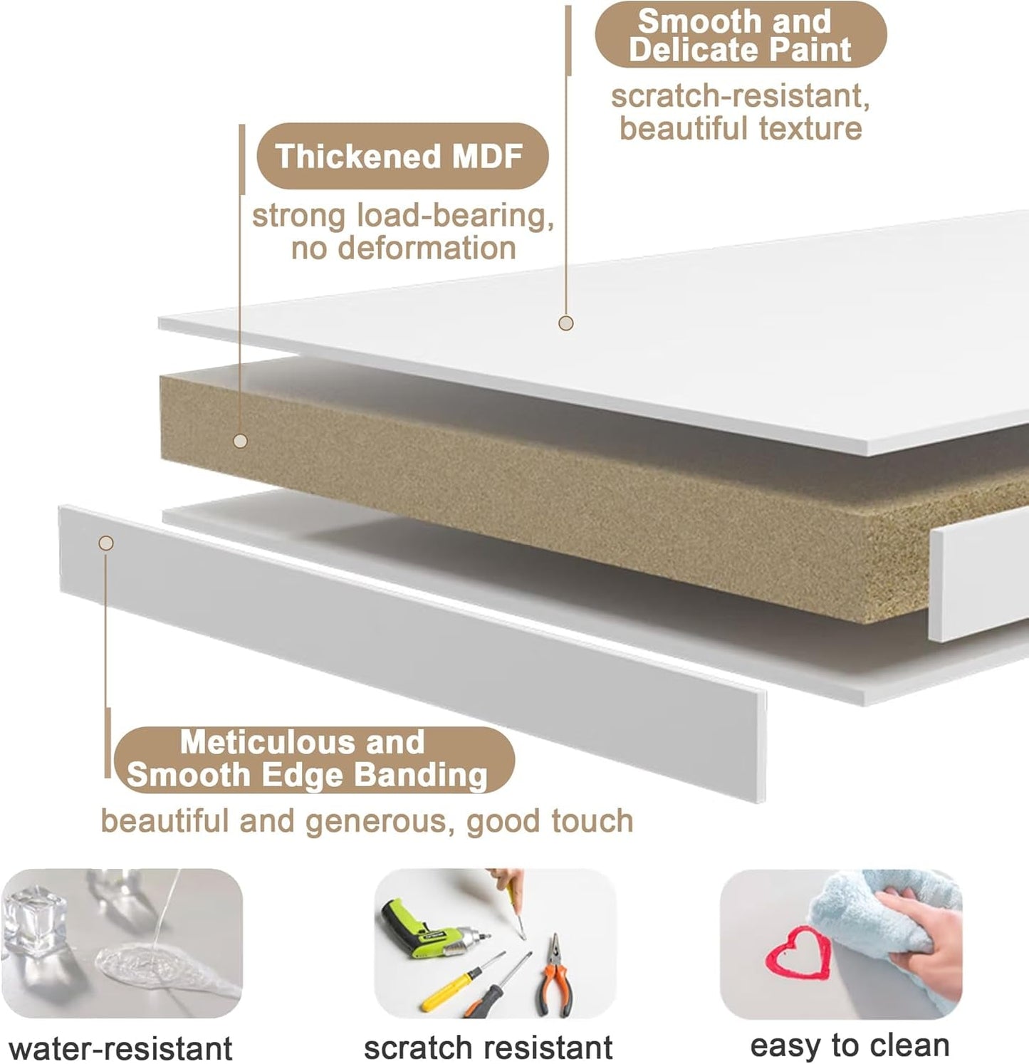 40 Inch White Computer Desk For Home Office Use And Study