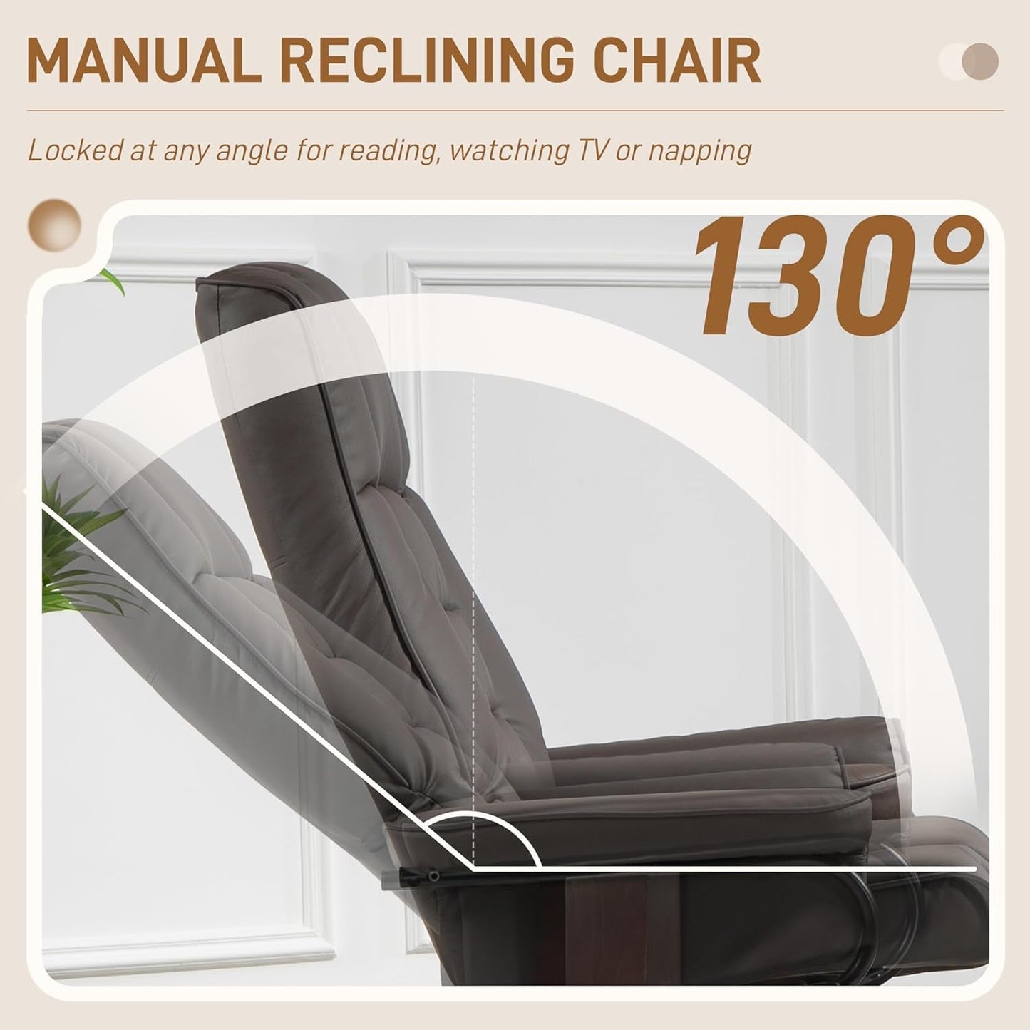Faux Leather Reclining Chair With Ottoman Brown High Back
