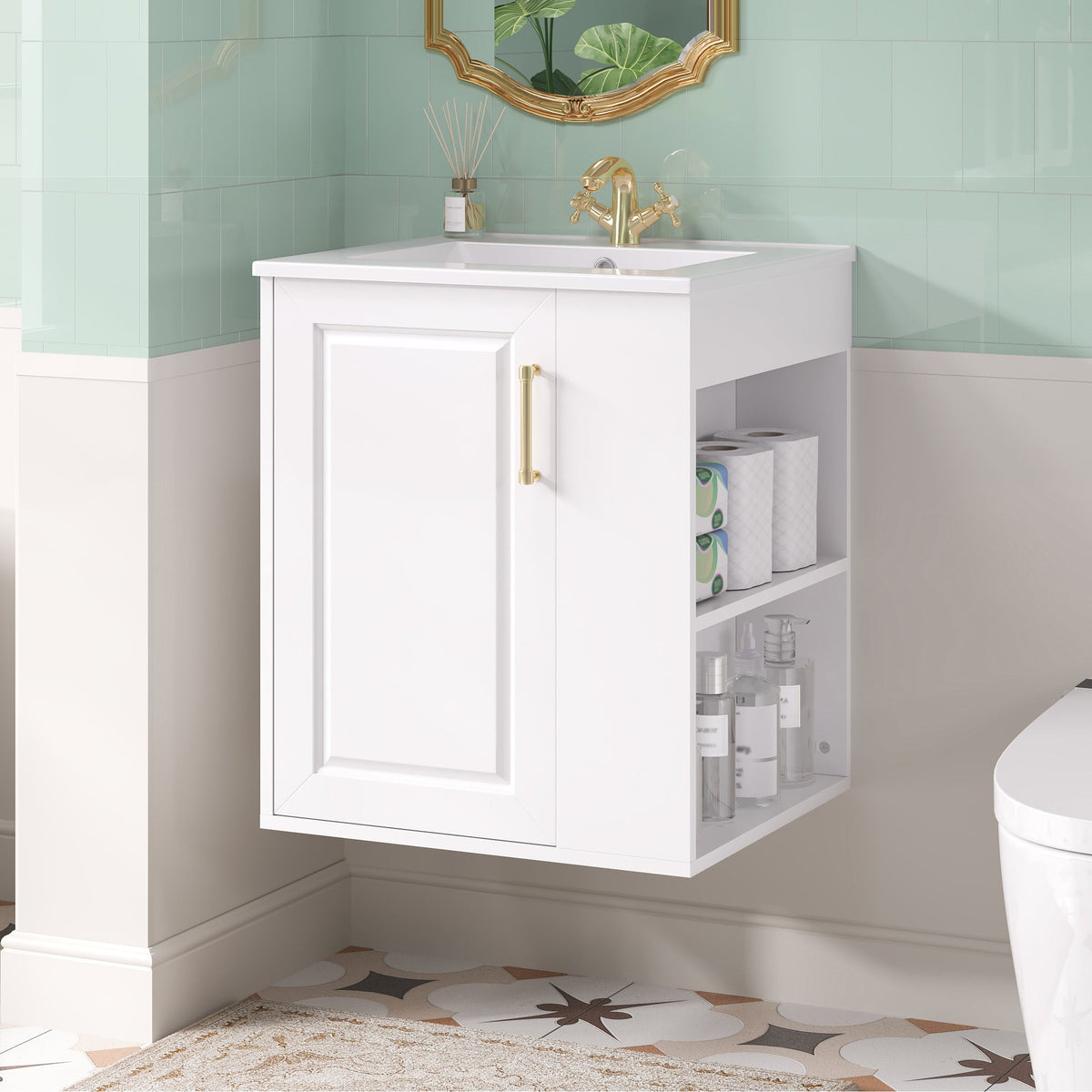 20" Wall Mounted Bathroom Cabinet with Sink Combo