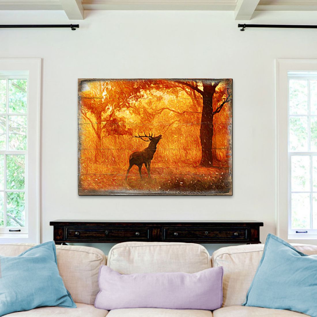 Forest Fire Art Wooden Wall Art by Nature Wonders - Nature Wildlife Decor  - 95291B