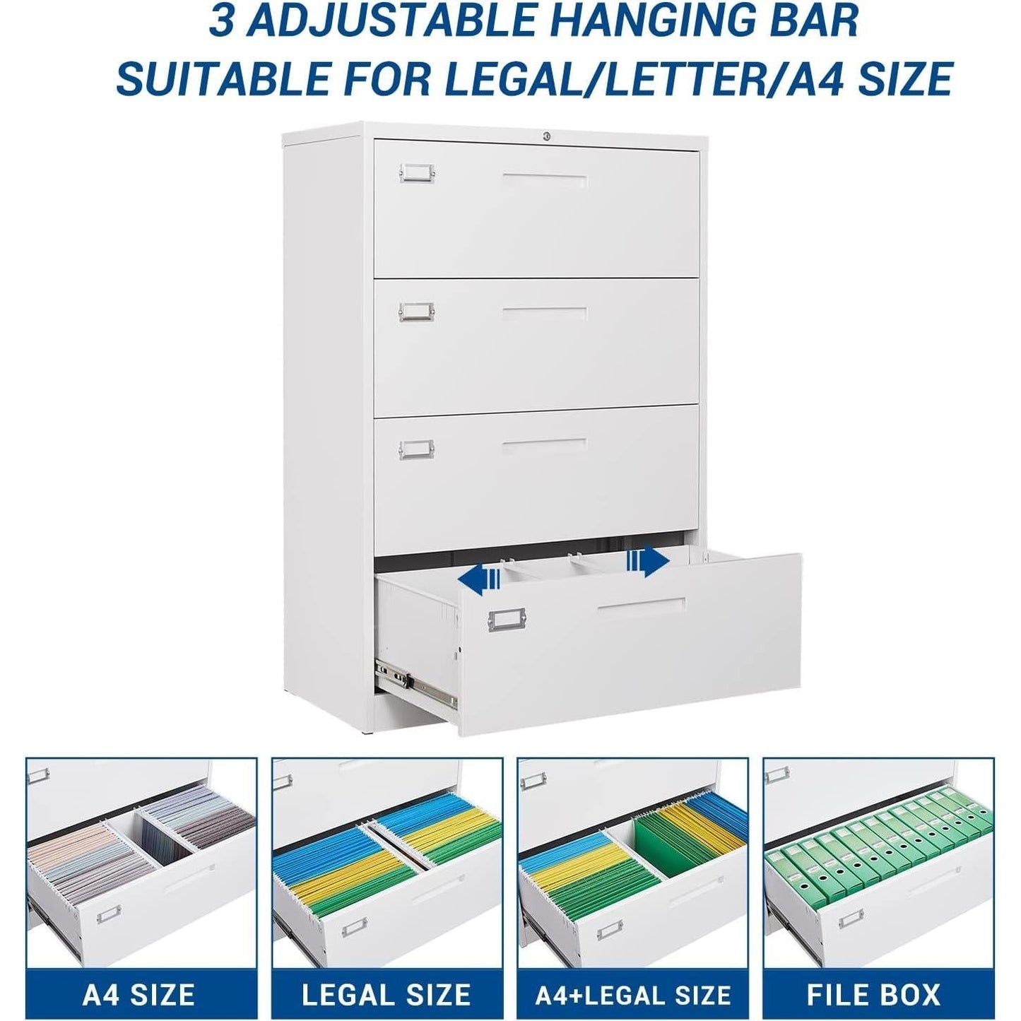 Lockable 4 Drawer Metal File Cabinet For Home Office