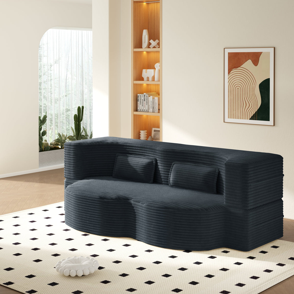 Modern Floor Sofa with 2 Pillows