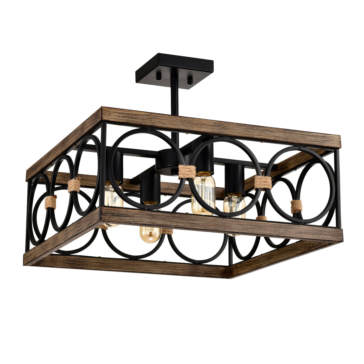 4-Light Square Kitchen Island Light Fixture
