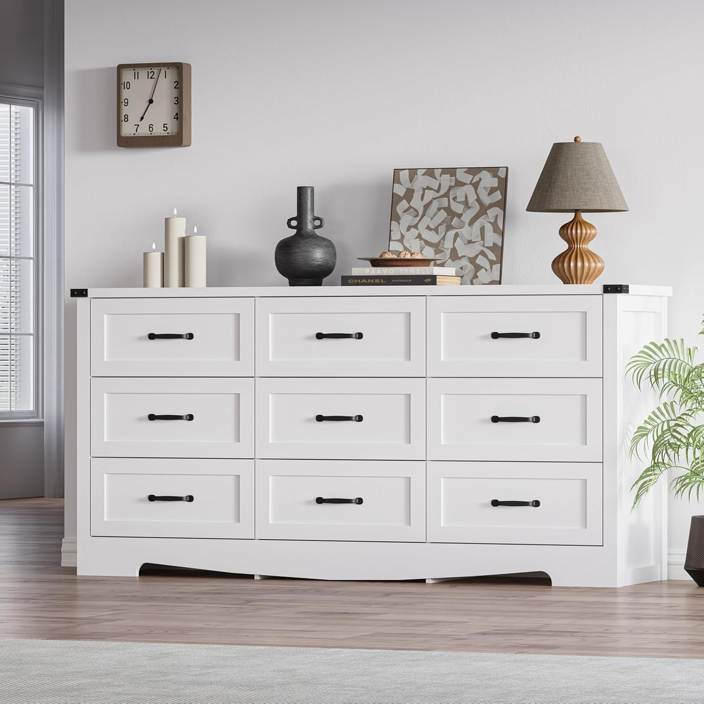 White 59 Inch Premium Modern Multicompartment Dresser