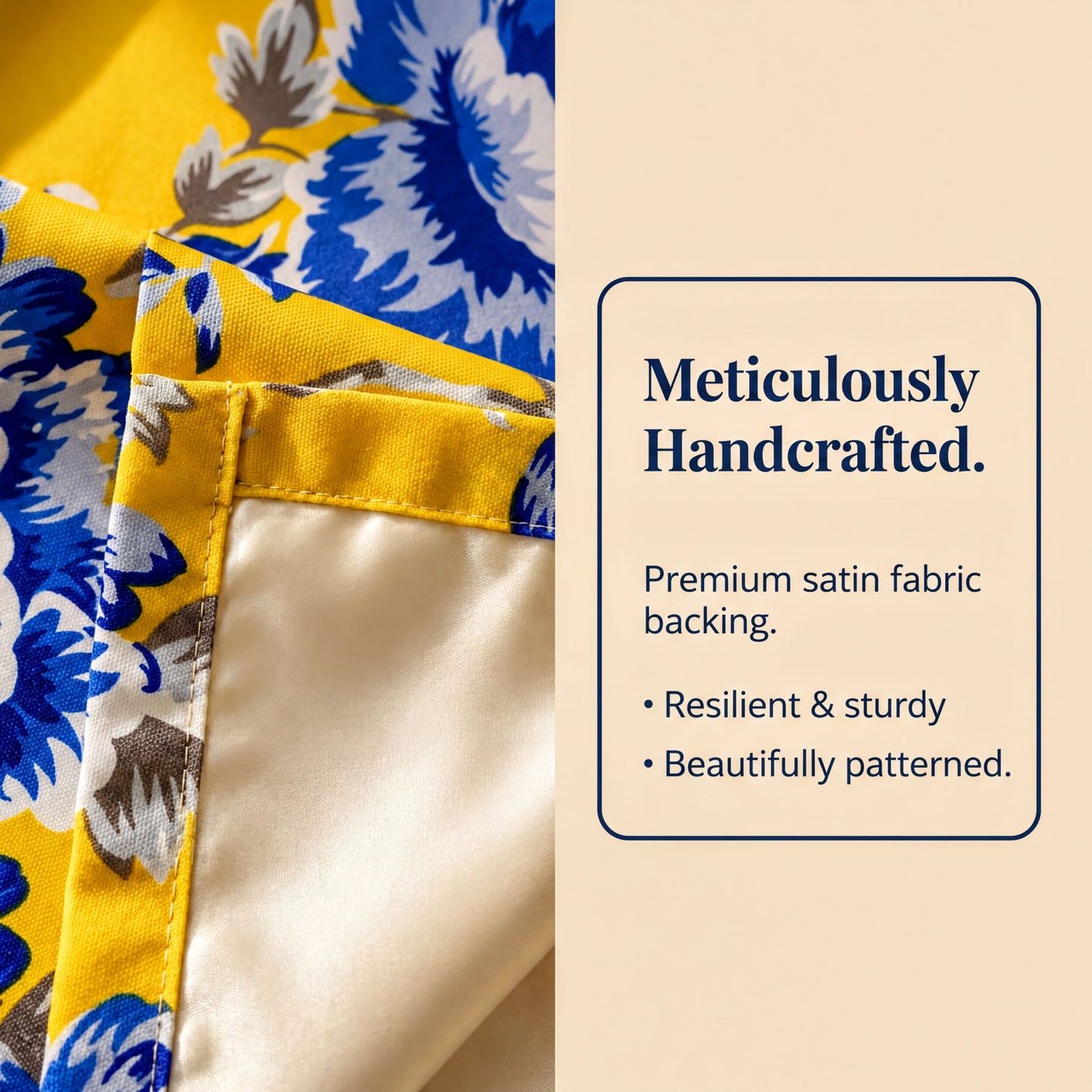 Printed Table Runner - Yellow Blue Floral Indoor Outdoor Dining Table Decor