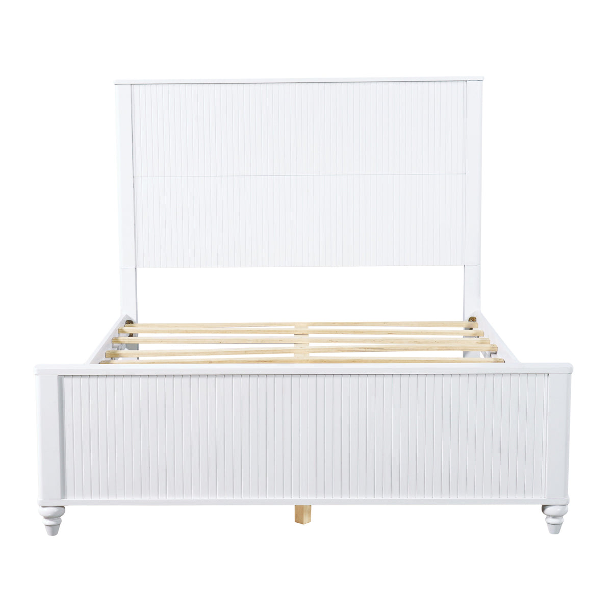 White Queen Size Bed Frame - Solid Wood & MDF