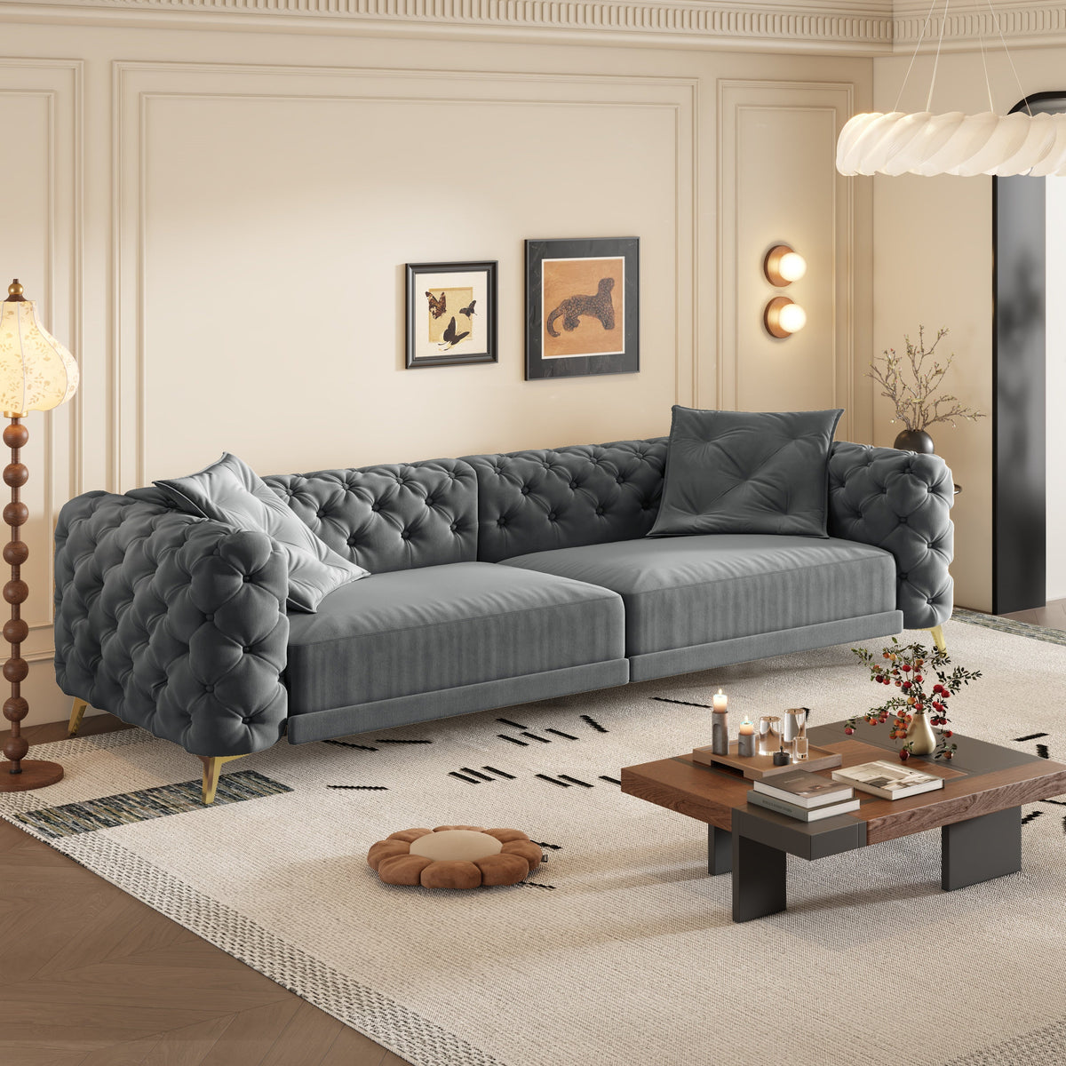3-in-1 Convertible Sleeper Sofa with Movable Ottoman