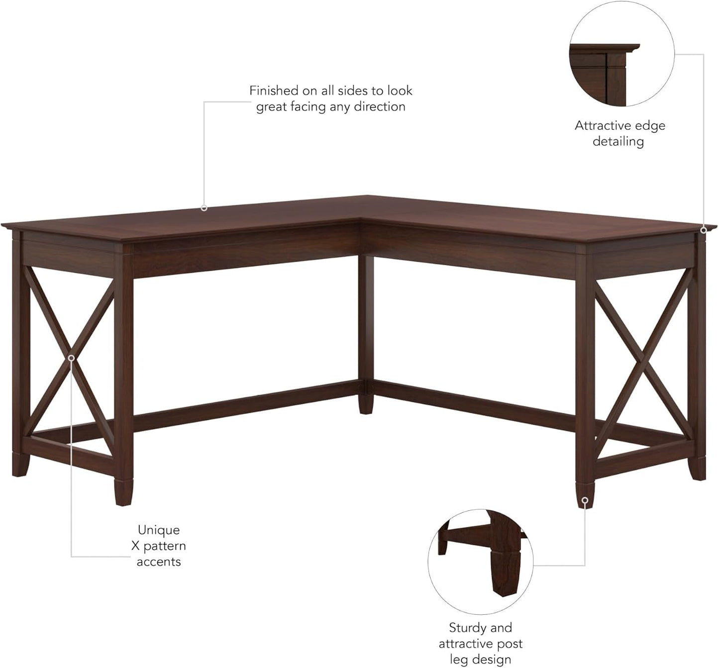 Key West 60W L Shaped Desk For Home Office Workspace