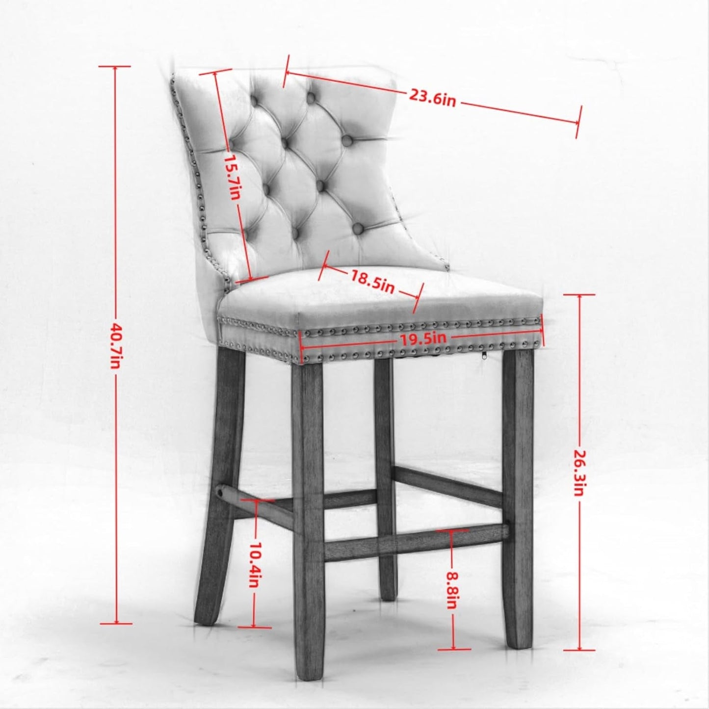 Wingback Velvet Bar Stools Set Of Two Orange Counter Height