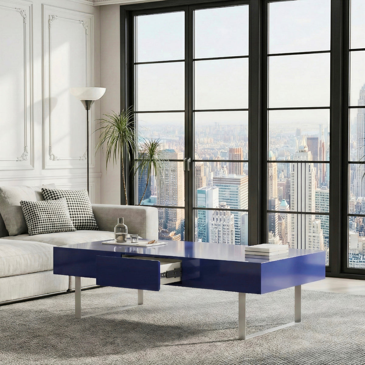High Gloss Coffee Table - 52.4" x 26.8" x 15.6"