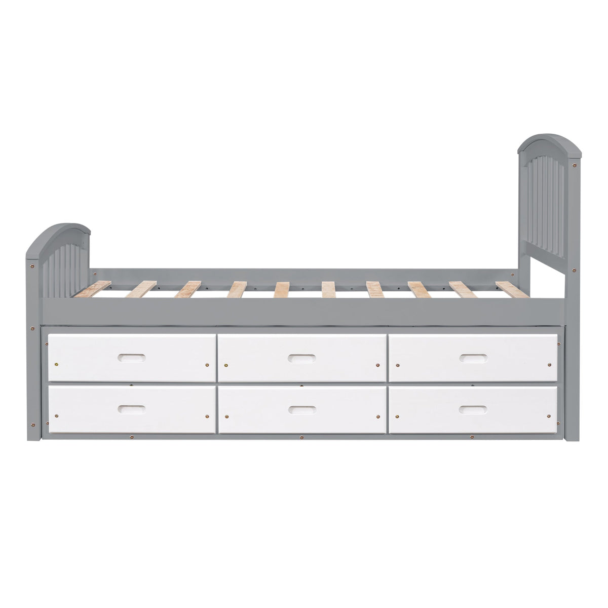 Twin Size Platform Storage Bed with 6 Drawers, Grey